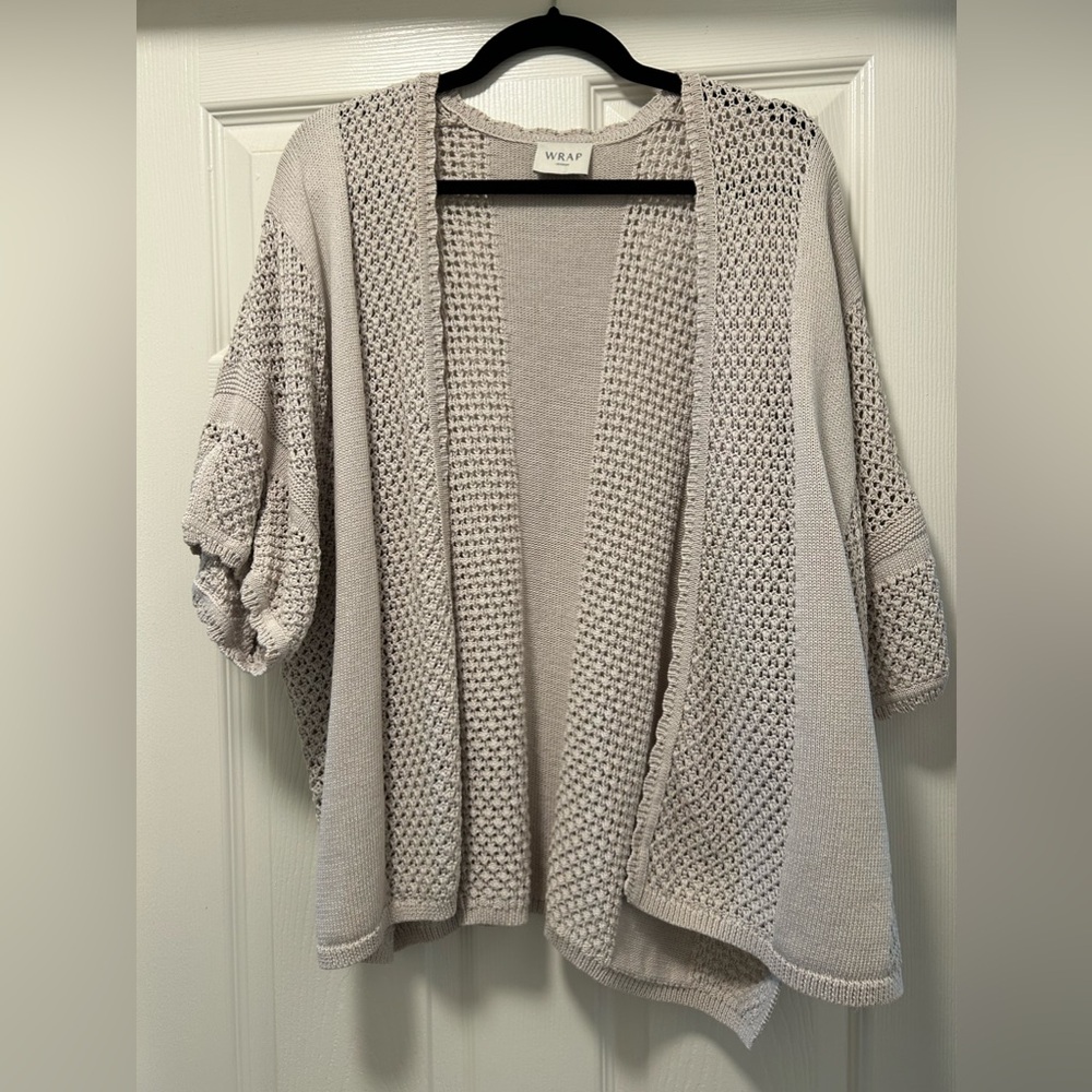 Wrap London 100% Cotton Cable Knit Cardigan in Tan Size 18